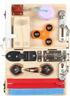 Placa din lemn in stil Montessori Busy Board - Placa senzoriala cu 11 activitati