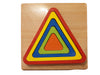 Puzzle din lemn 3D lemn - TRIUNGHI Rainbow forme si marimi