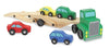 Camion transportor din lemn cu 4 masinute