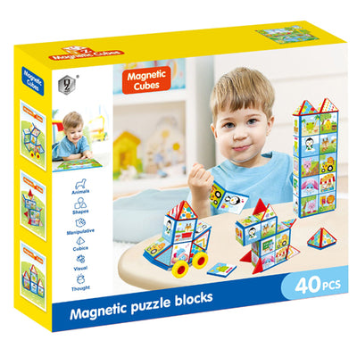 Puzzle magnetic de construit - Joc educativ cu 40 piese