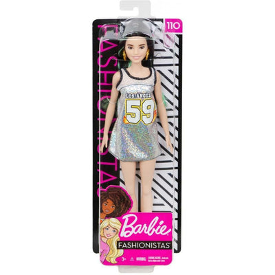 BARBIE FASHIONISTAS - Barbie cu par colorat si rochie stralucitoare - Model 110