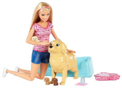 Barbie si Setul de joaca - Barbie si Catelusa cu 3 pui