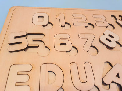 Puzzle din lemn incastru Personalizat cu Nume -  Cifre si Nume