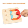Joc din lemn Montessori -  Geoboard litere, cifre si culori