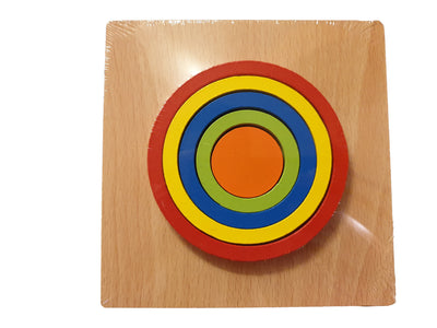 Puzzle din lemn 3D lemn -  CERC Rainbow forme si marimi