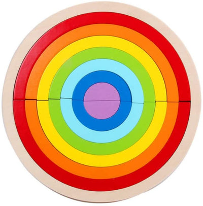 Joc din lemn in stil  Montessori - Rainbow Puzzle 2