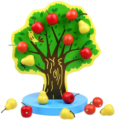 Joc din lemn in stil Montessori - Pomul cu fructe cu prindere cu magnet