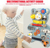 Placa din lemn in stil Montessori Busy Board - Placa senzoriala TeddyBear cu 16 activitati