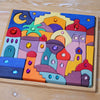 Joc din lemn stil puzzle - Montessori - Construieste Casa din Orient - Set cu 52 de piese