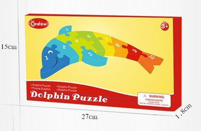 Puzzle din lemn - Delfinul cu cifre