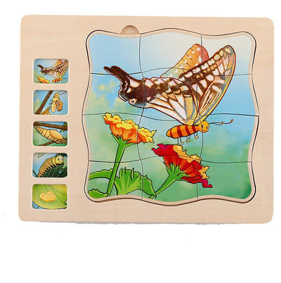 Puzzle Stratificat din lemn - Metamorfoza la Fluture