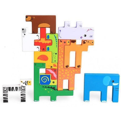 Joc din lemn -  Tetris cu Animale din Lemn 3D