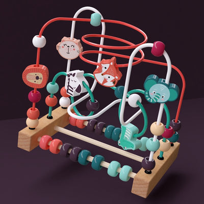 Labirint motricitate cu abac si Animale in culori pastel