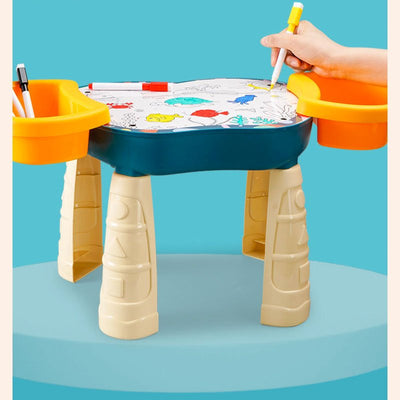 Masuta de joaca 5 in 1 - Masuta cu piese de construit, piese creative, joaca cu apa, nisip sau desen