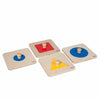 Joc din lemn in stil Montessori - Puzzle cu forme geometrice cu prindere tip buton