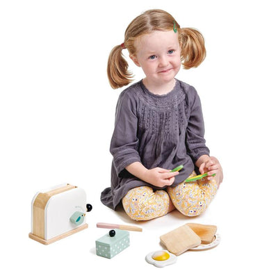 Prajitor de paine din lemn premium Tender Leaf Toys - Prajitor de paine cu accesorii