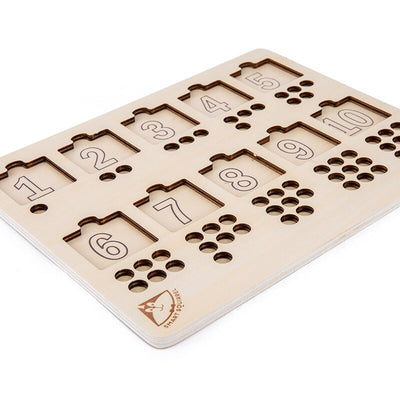 Puzzle din lemn cu cifre si pioni in stil Montessori