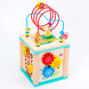 Cub din lemn in stil Montessori cu activitati - Cub 5 in 1