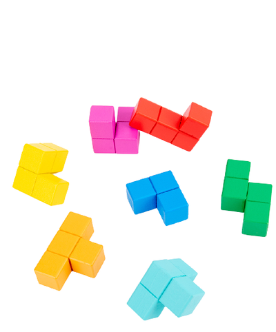 Cuburi din lemn in stil TETRIS cu piese 3D P- Tetris 3D Build The Master