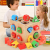 Cub educativ din lemn in stil Montessori - Sortator forme geometrice cu 5 fatete