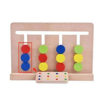 Joc din lemn - Labirint asociere Culori cu 4 coloane in stil Montessori