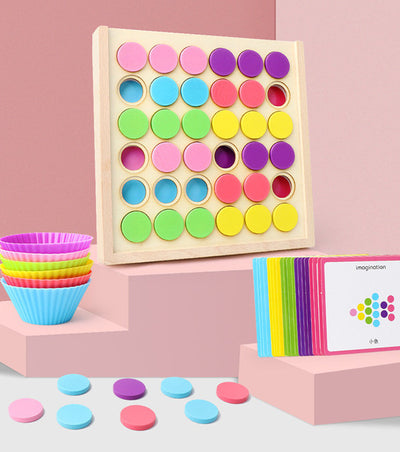 Joc din Lemn in stil Montessori - Potriveste si Sorteaza Culorile