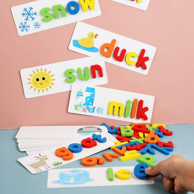 Joc cu litere din lemn 3D si carduri - Învață  engleza