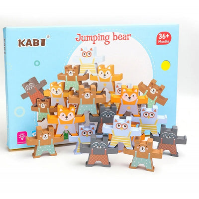 Joc de echilibru din lemn in stil Montessori - Jumping Bear - Kabi