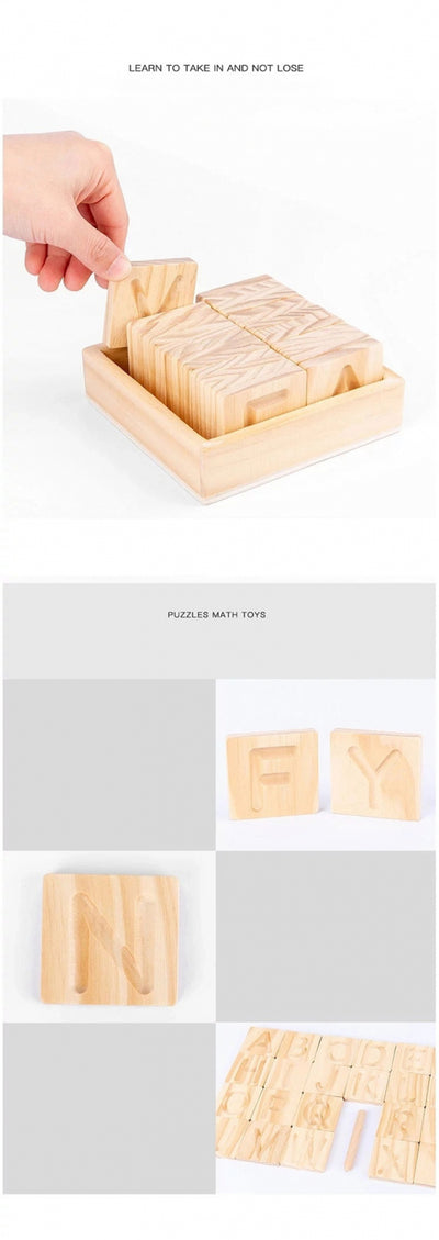 Joc din lemn in stil Montessori - Placute din lemn cu Litere