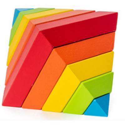 Piramida in stil Montessori 3D din lemn - Piramida culorilor curcubeului