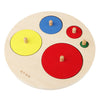 Joc din lemn in stil Montessori - Puzzle cu cercuri colorate cu prindere tip buton