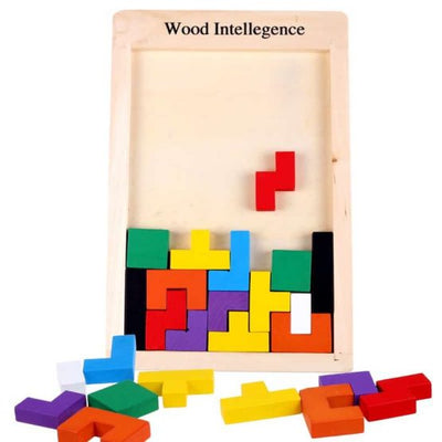 Joc de inteligenta din lemn in stil Montessori - Tetris
