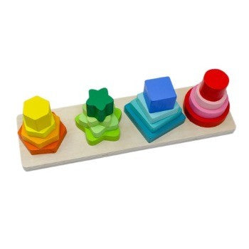 Puzzle sortator din lemn cu 4 forme geometrice