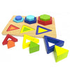 Puzzle incastru din lemn cu 12 piese - Forme geometrice multicolore incastru