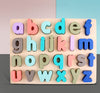 Puzzle din lemn in culori pastel - Alfabet cu litere mici de tipar