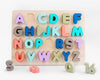 Puzzle din lemn - Alfabet cu litere mari de tipar in culori pastel