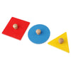 Joc din lemn in stil Montessori - Puzzle cu 3 forme geometrice cu prindere tip buton