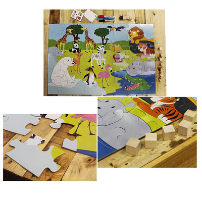 Puzzle de podea cu piese mari - Animale de la ZOO - 35 piese