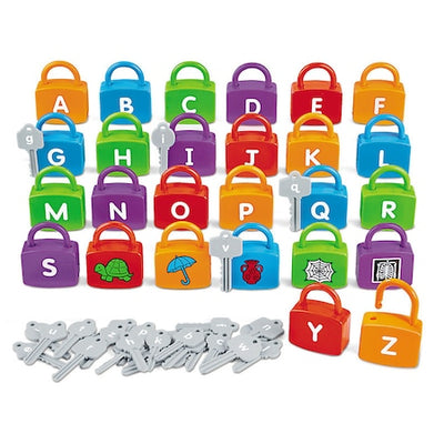 Joc in stil Montessori - Alfabetul in engleza cu lacate si chei - 52 piese