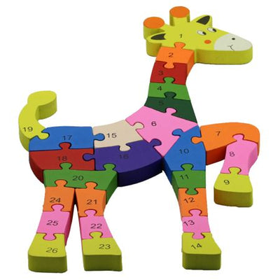 Puzzle din lemn - Girafa Gifi te invata alfabetul si cifrele