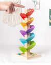 Joc din lemn Curcubeu in stil Montessori - Petal Tree - Copacul Curcubeu - 25 cm
