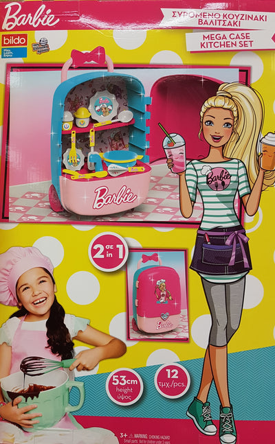 Barbie si Setul de joaca 2 in 1 - Troler cu accesorii de bucatarie