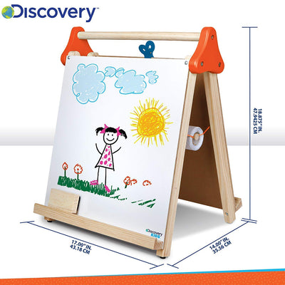 Tabla 3 in 1 din lemn cu rola de hartie si suprafata pentru desen cu creta/marker - Discovery Kids