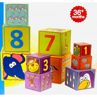 Turn in stil Montessori - 10 cuburi in ordine crescatoare cu cifre si animale